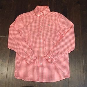 Vineyard vines Boys orange checkered button up